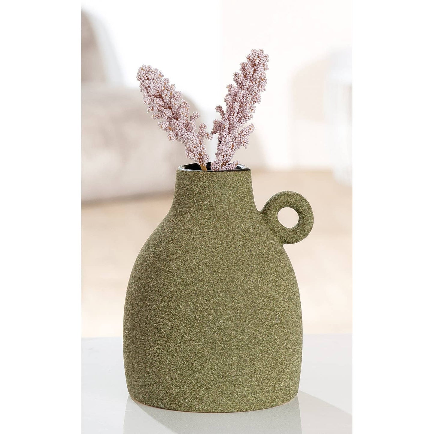 Vase à poignée Tombos, vert h.17 cm
