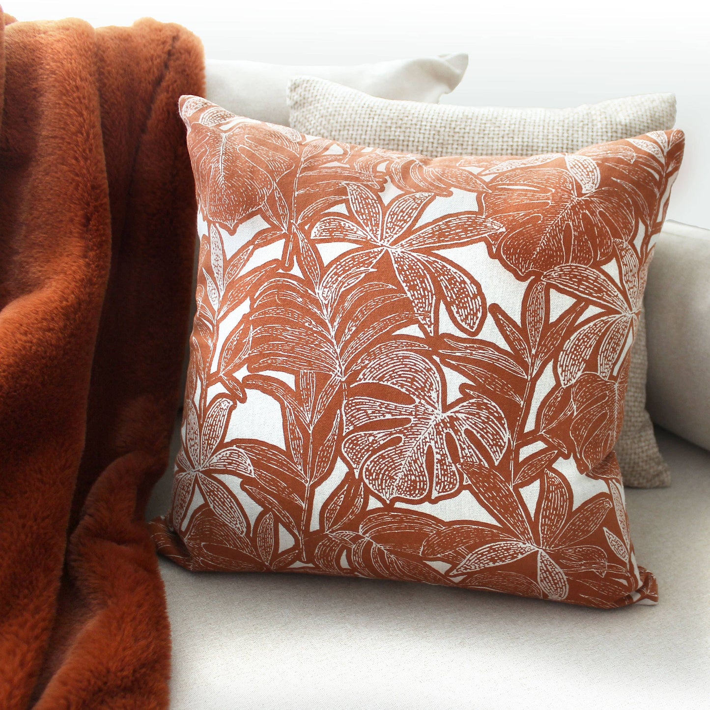 Coussin déhoussable, 40x40cm, Motif Tropical, Casamance
