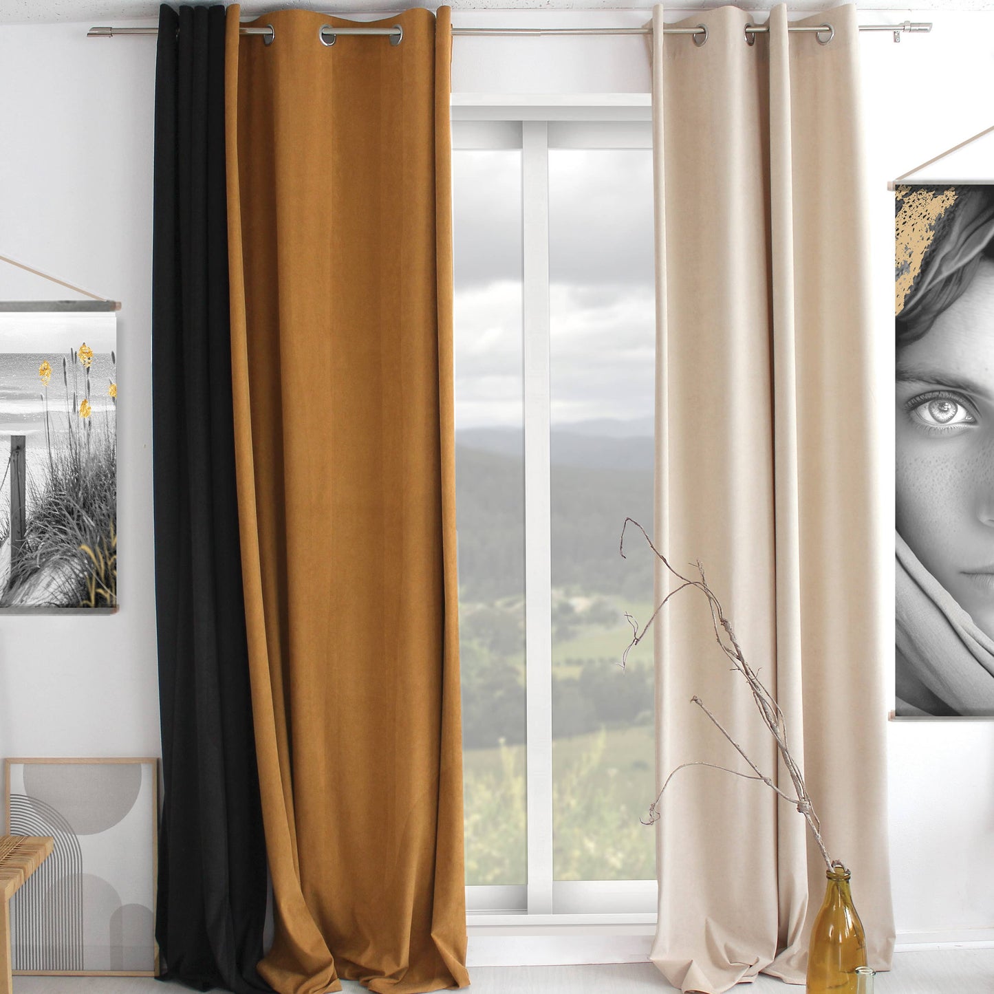 Rideau à Œillets, 140x260cm, Velours, Collection Câlin