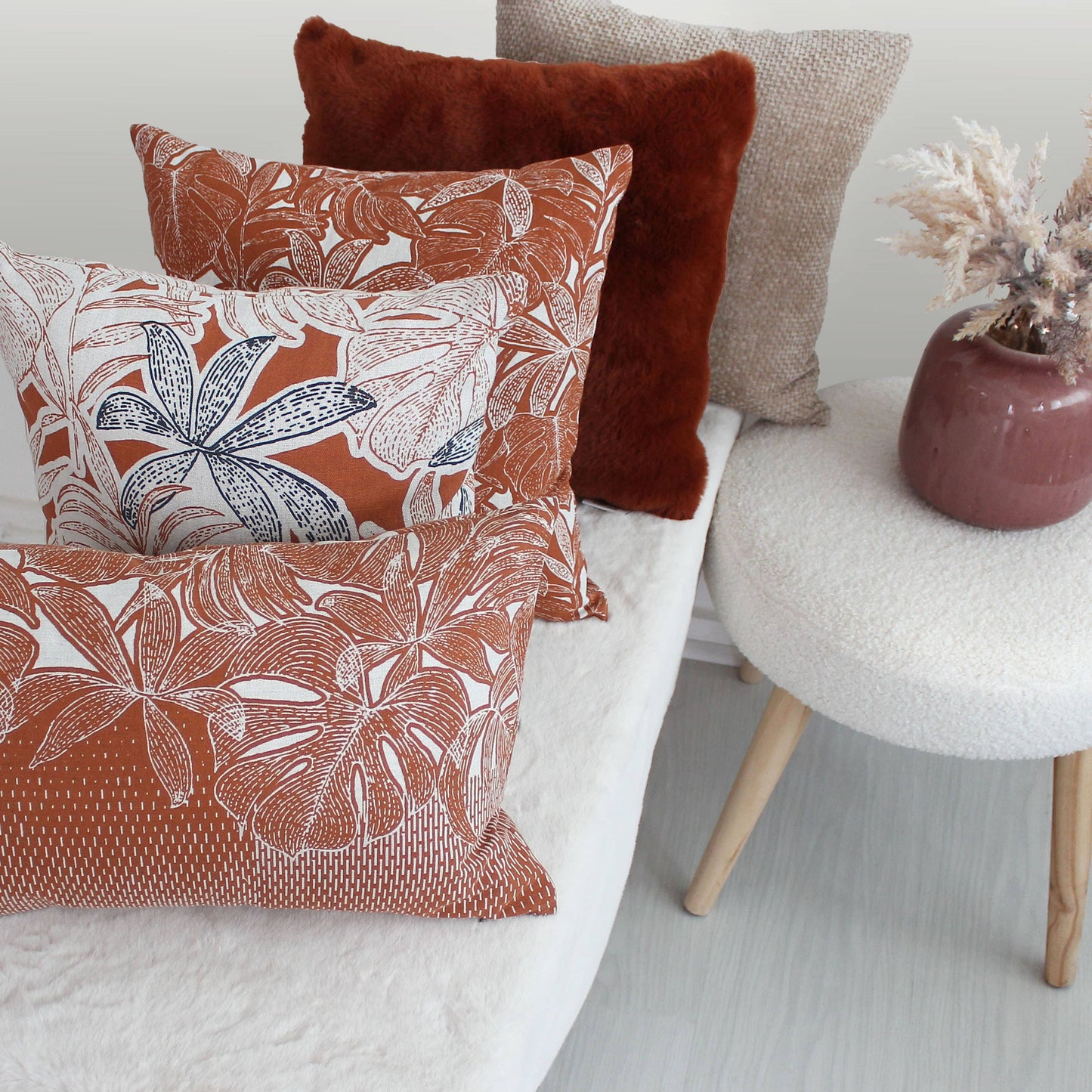 Coussin déhoussable, 40x40cm, Motif Tropical, Casamance