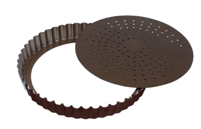 Tourtière cannelée perforée antiadhérente à fond fixe GOBEL