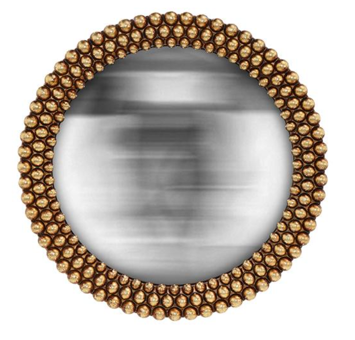 Miroir Perles convexe doré 17.3 cm