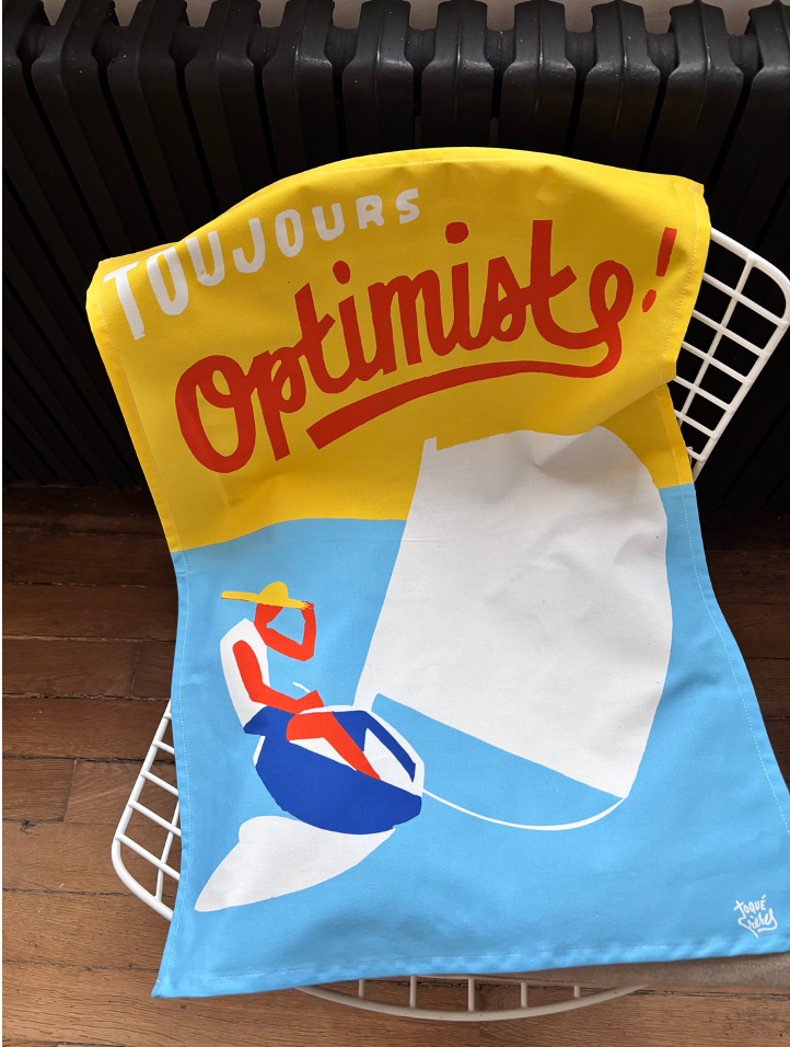 Torchon Illustré "Toujours Optimiste"
