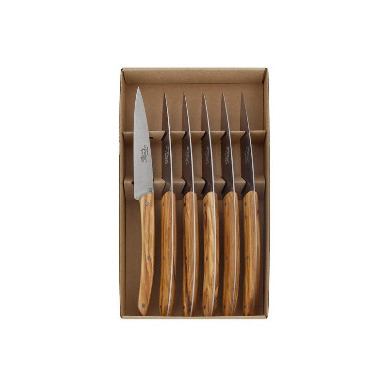 Coffret 6 couteaux de table Le Thiers BJB Campagne olivier