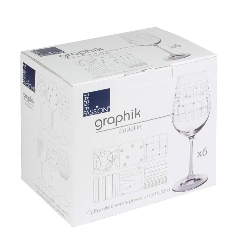 Coffret de 6 verres à pied Graphik 35 cl - Table Passion