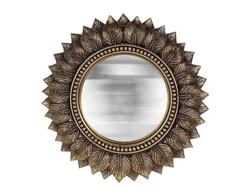 Miroir feuilles convexe doré grand