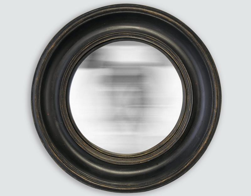 Miroir rond noir convexe