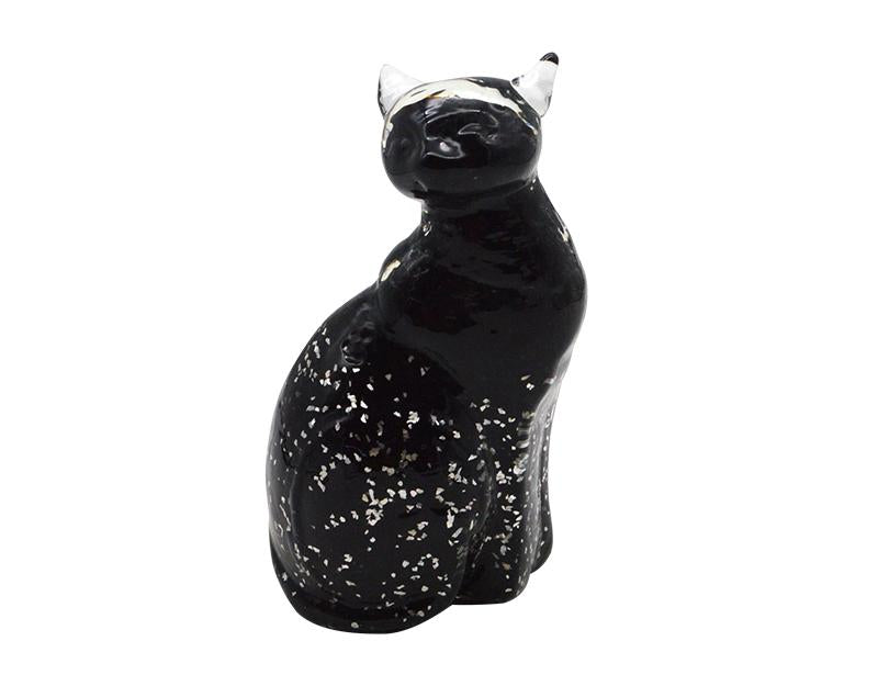 Vase chat verre noir