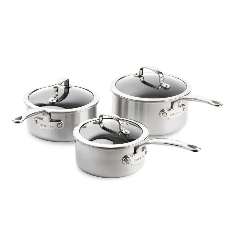 Série de 3 Casseroles Première 16/18/20 cm avec Couvercle - GreenPan