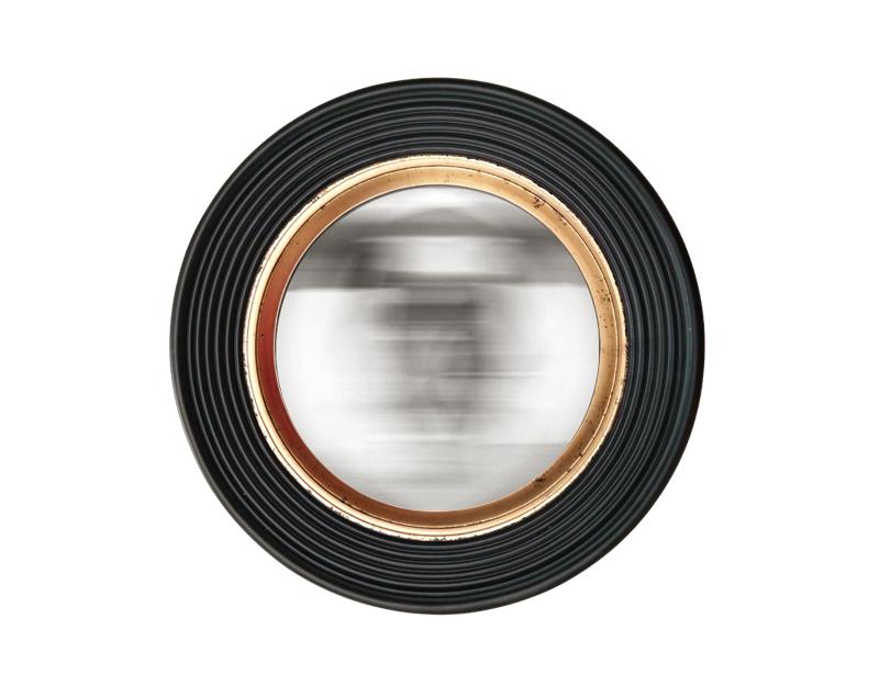 Miroir convexe noir & doré 38.5 cm