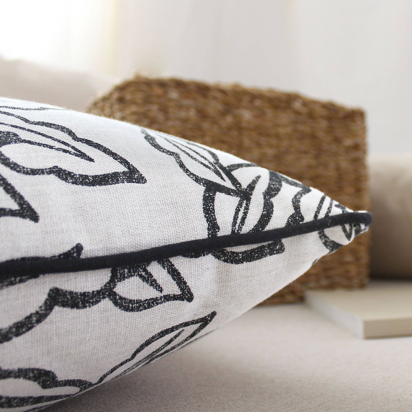 Coussin déhoussable, 40x40cm, motif, coton chambray