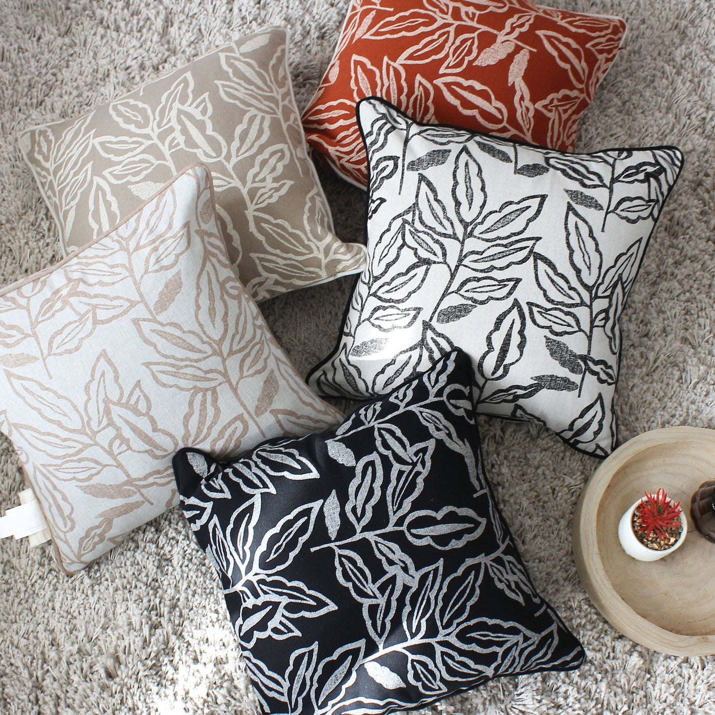 Coussin déhoussable, 40x40cm, motif, coton chambray