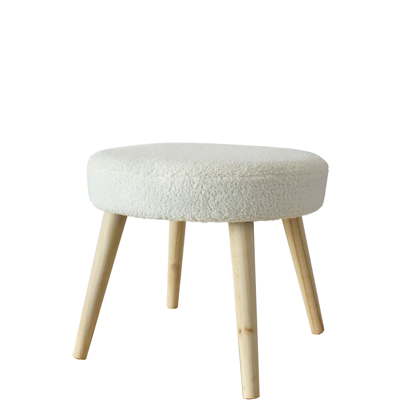 Tabouret Rond Scandinave, 45x40cm, Bois, Collection Lodge