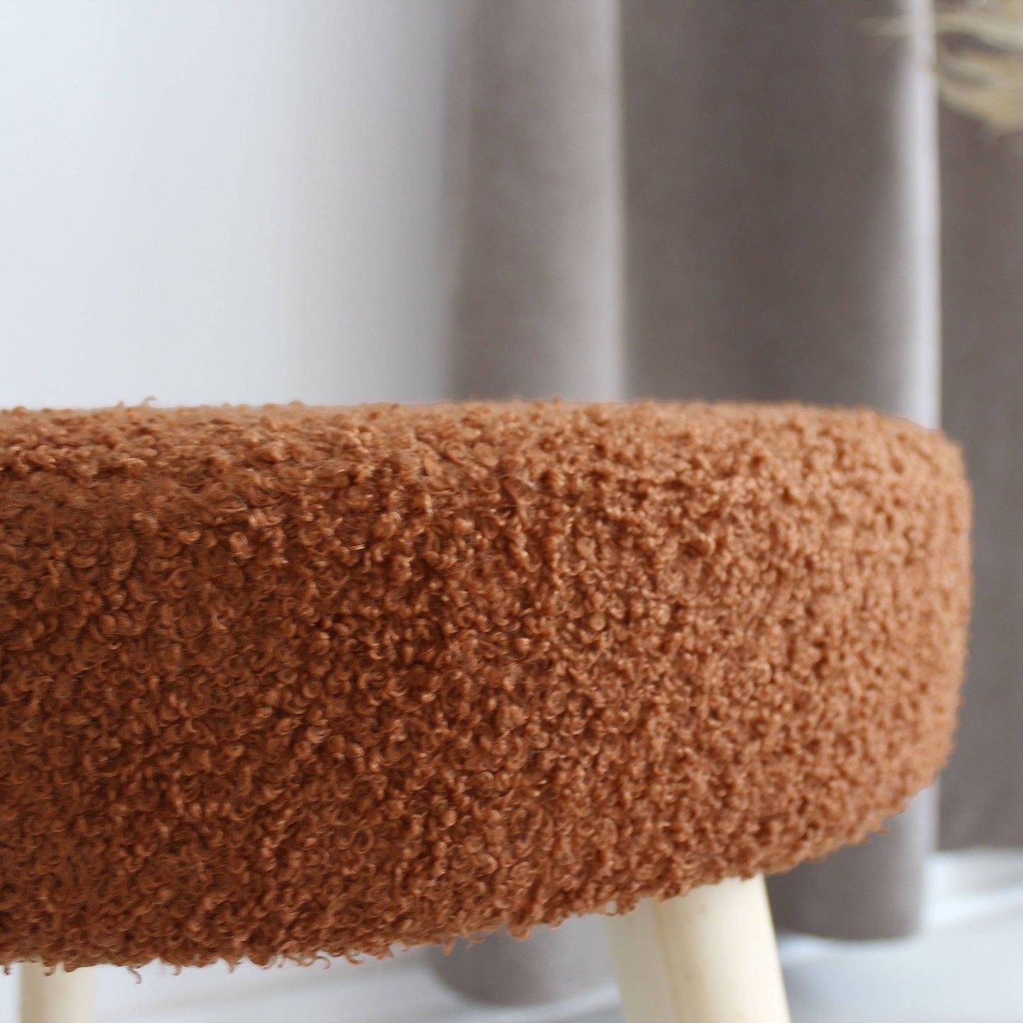 Tabouret Rond Scandinave, 45x40cm, Bois, Collection Lodge