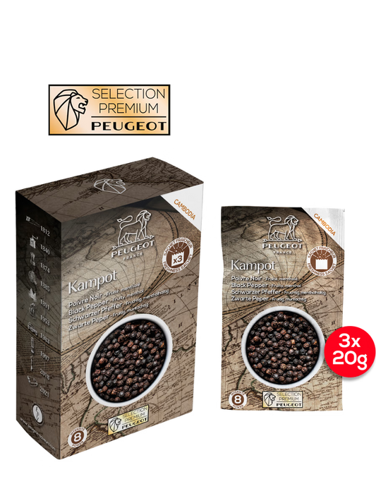 Poivre noir du Cambodge, 60g (3x20g) - PEUGEOT
