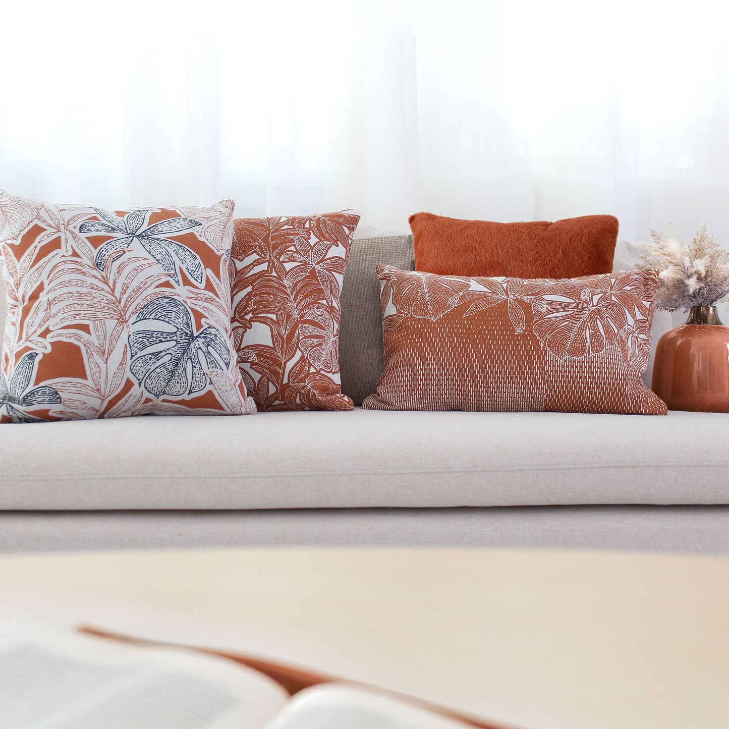 Coussin déhoussable, 30x50cm, Motif Tropical, Casamance