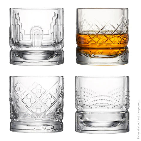 Coffret 4 gobelets à Whisky DANDY 30cl - La Rochère