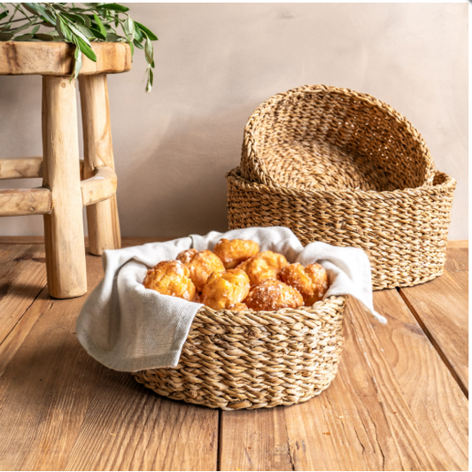 Panier rond en jonc de mer