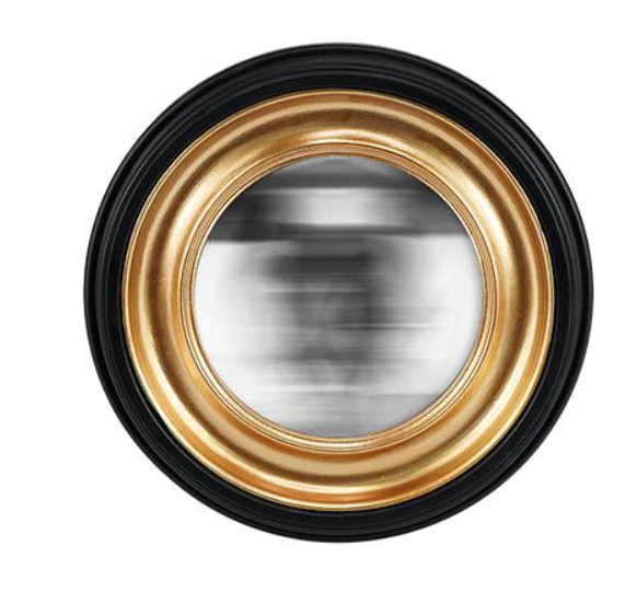 Miroir Convexe Noir Halo Doré 23 cm
