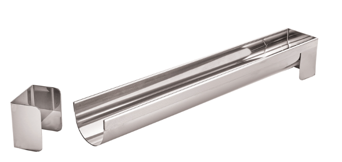 Gouttière ronde pour bûche ronde 30x4 cm en inox