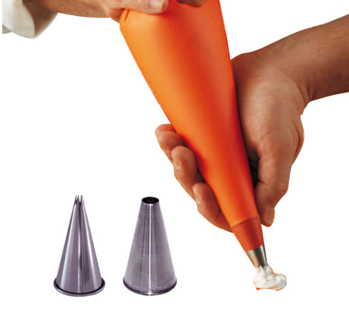 Poche à pâtisserie en silicone et 2 douilles inox