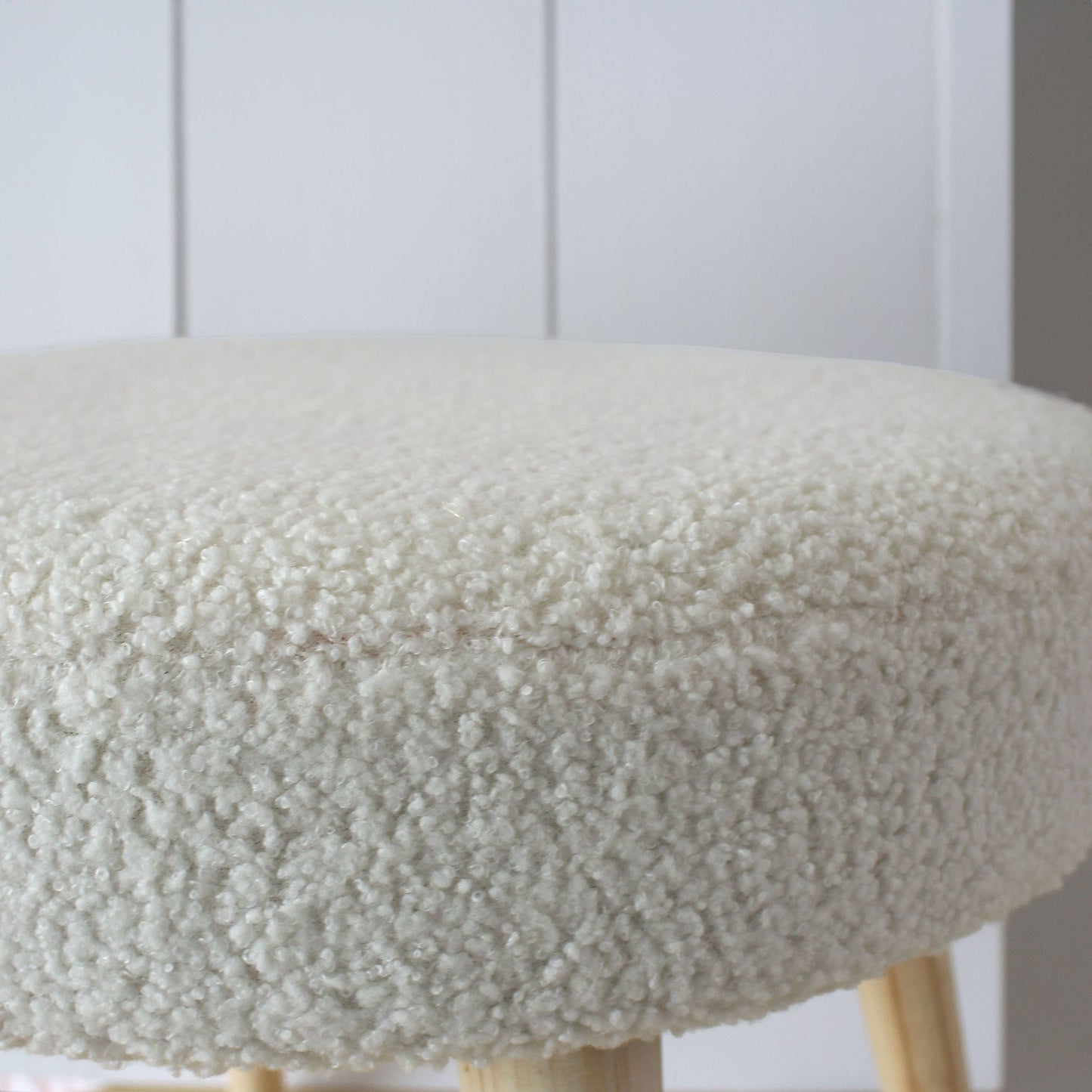 Tabouret Rond Scandinave, 45x40cm, Bois, Collection Lodge