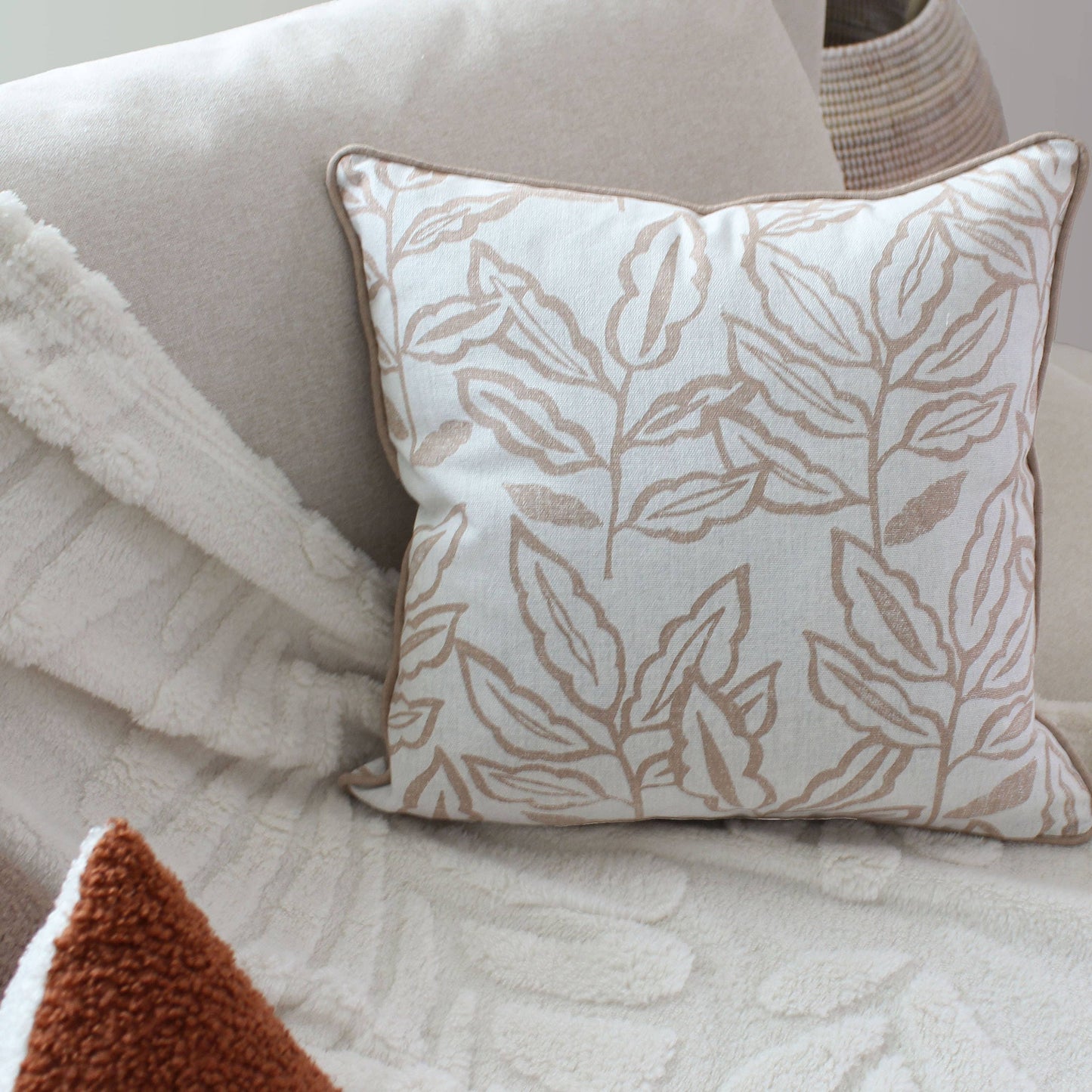 Coussin déhoussable, 40x40cm, motif, coton chambray