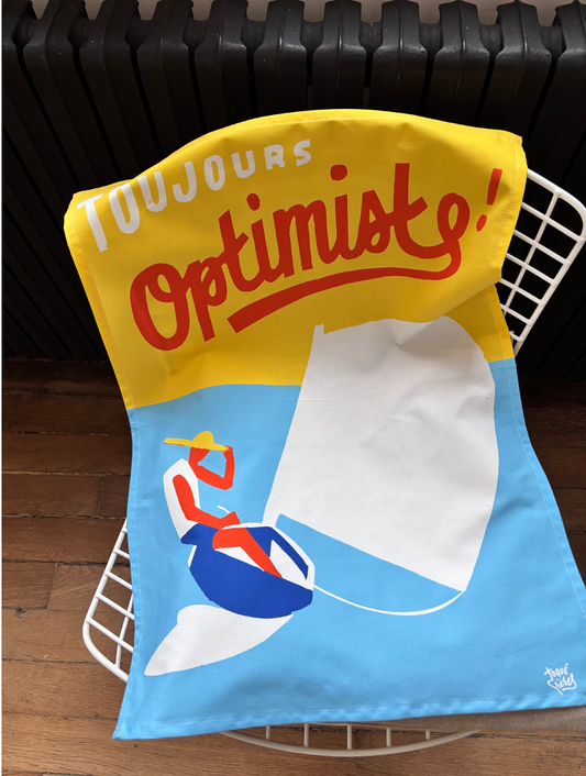 Torchon Illustré "Toujours Optimiste"