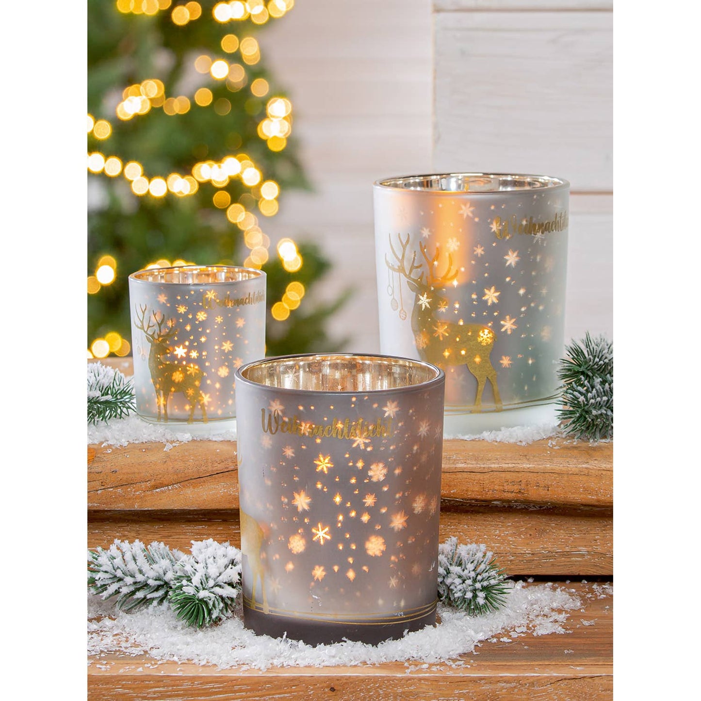 Lanterne de Noël assortie à 2 voies, hauteur 12,5 cm