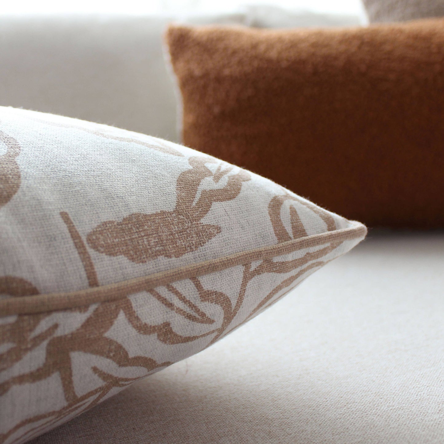 Coussin déhoussable, 40x40cm, motif, coton chambray