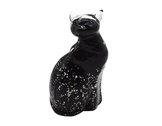 Vase chat verre noir