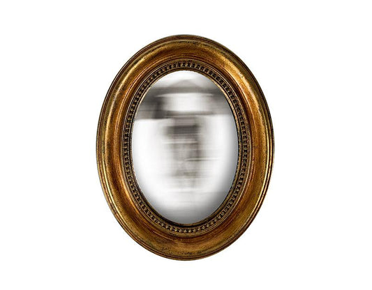 Miroir convexe ovale doré