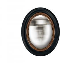 Miroir convexe ovale noir et doré