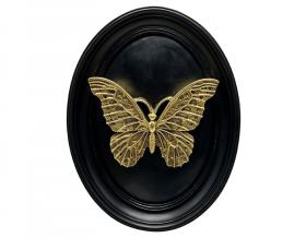 Décoration murale papillon noir dore