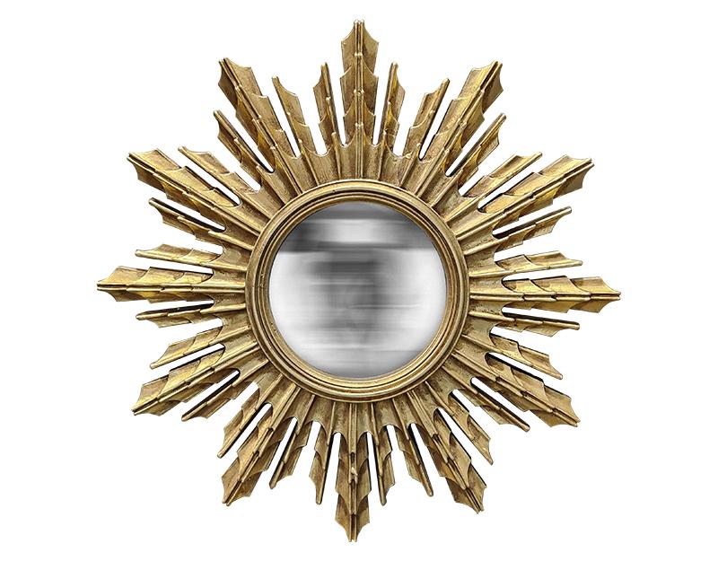 Miroir soleil convexe doré