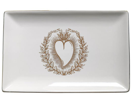 Coupelle céramique ex-voto blanc et dorée