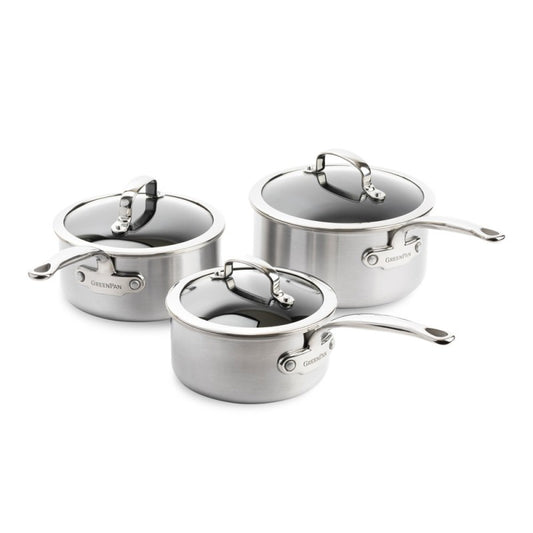 Série de 3 Casseroles Première 16/18/20 cm avec Couvercle - GreenPan
