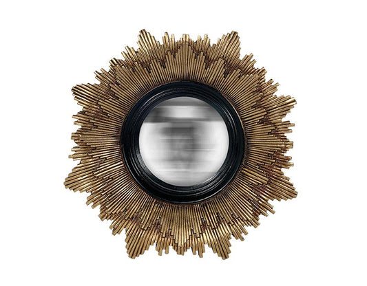 Miroir Leonie soleil convexe doré & noir 20 cm