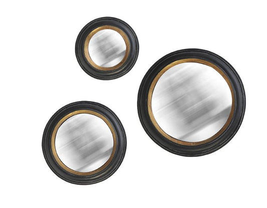 Miroirs convexes rond noir et doré épais