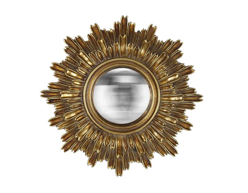 Miroir Agathe soleil convexe doré 24 cm
