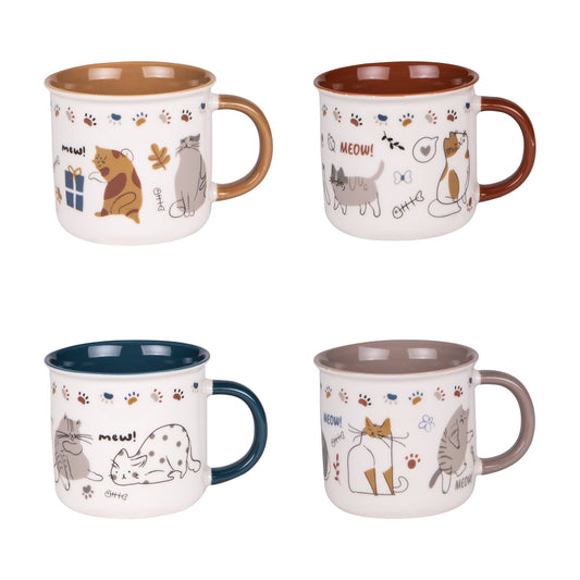 Coffret 4 Mugs chat 35 cl